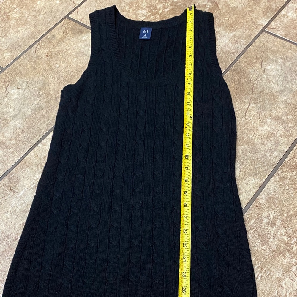 GAP Elegant Black Knit Sleeveless Top Longer Length Medium Tall Spring Summer - Picture 5 of 8